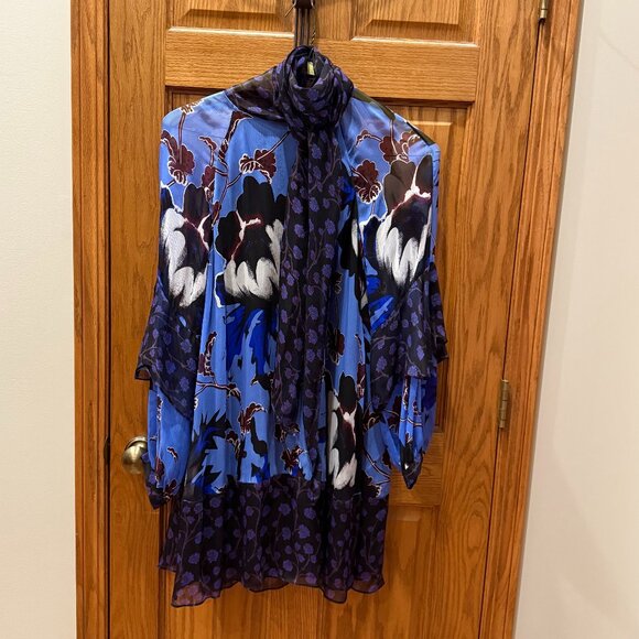 Diane von Furstenberg Effie Floral Silk Shift Dress, SZ L - Picture 7 of 15